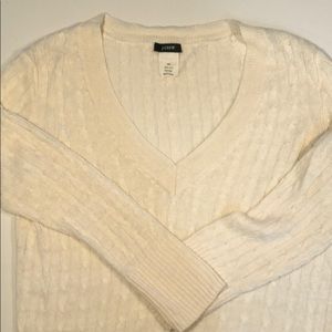 J. Crew Linen V-neck cable-knit sweater